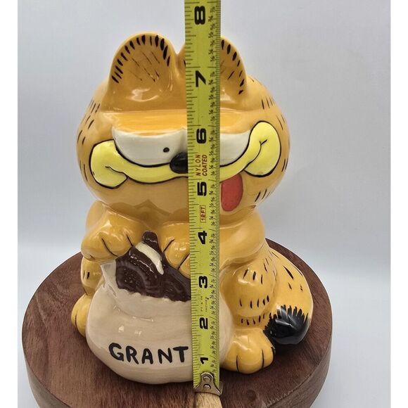 VTG Garfield Hand Painted Ceramic Cookie Jar / Planter ( Personalized Grant ) - Picture 4 of 12